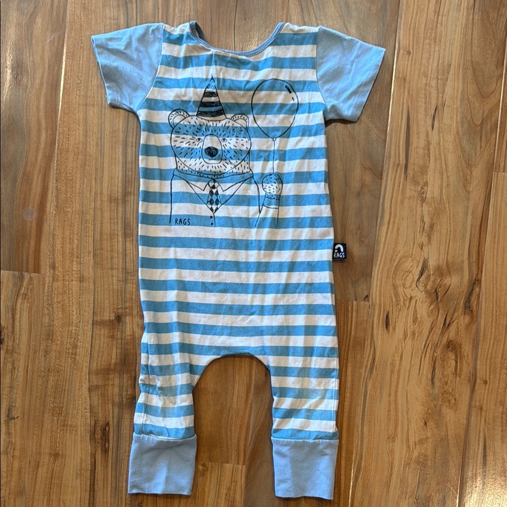 Blue Striped Rags Romper - 12-18mo